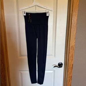 Sofra Women FREE SIZE Navy High-Waisted Leggings